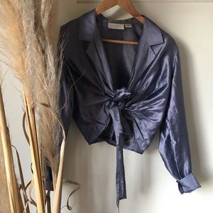 Cropped wrap around tie blouse vintage lilac shirt